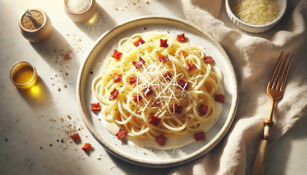 Low Carb Spaghetti Carbonara mit Sahnesoße