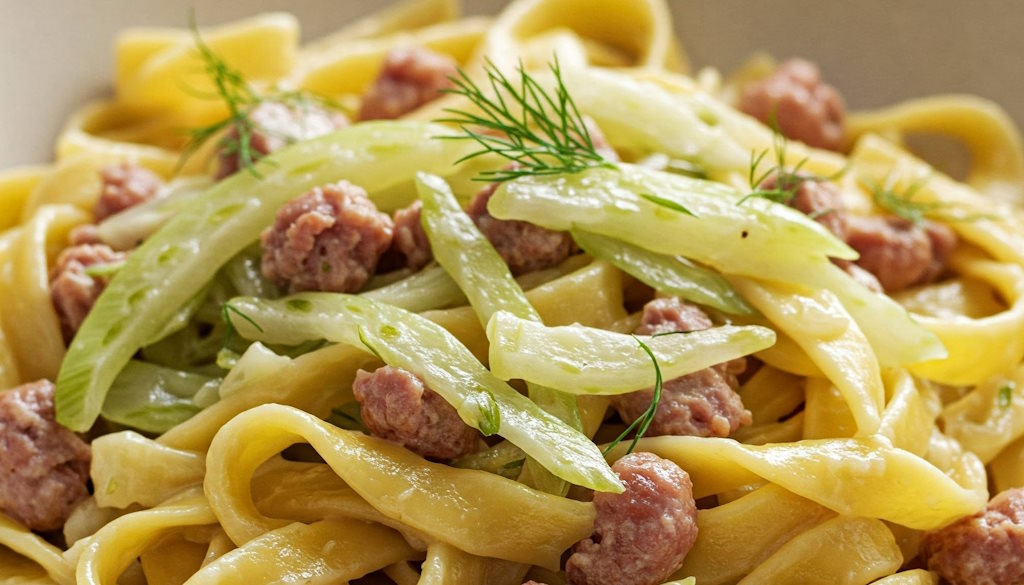 Fettuccine mit Salsiccia und Fenchel und Sahne