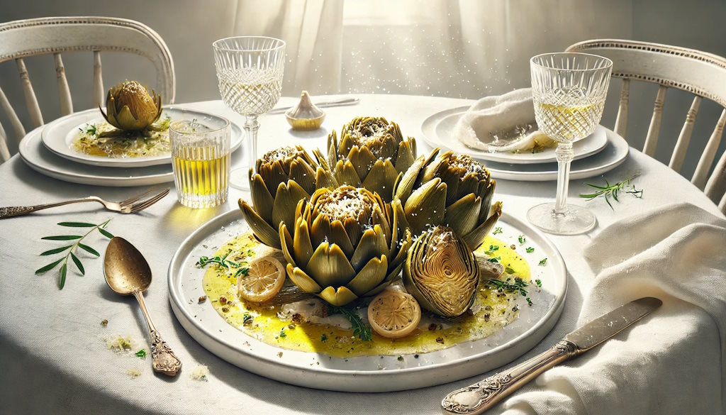 Artischocken nach sizilianischer Art elegant serviert