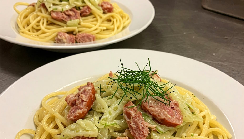 Spaghetti mit Salsiccia, Fenchel und Sahnesoße