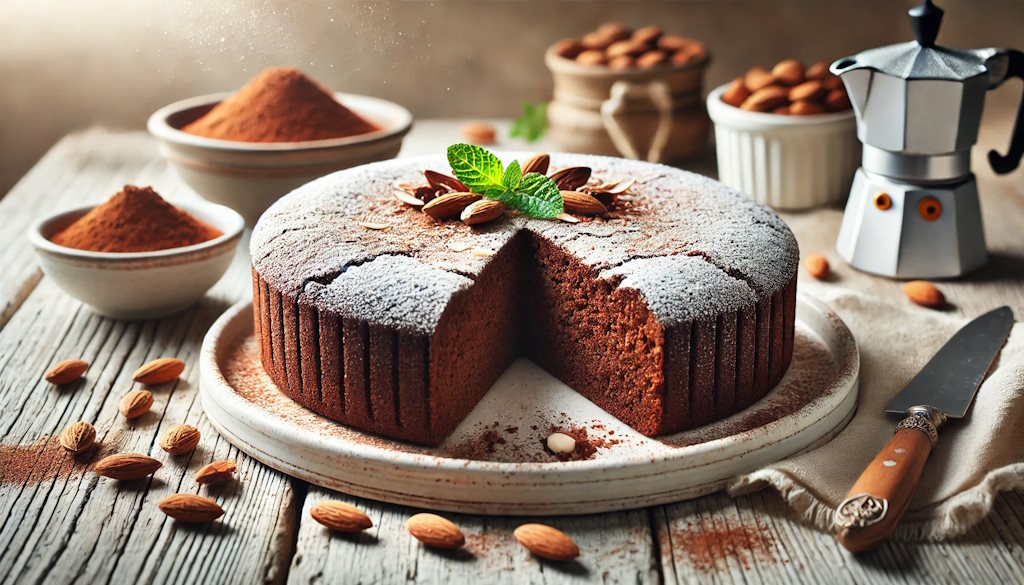 Torta Caprese mit ganzen Mandeln und Minze