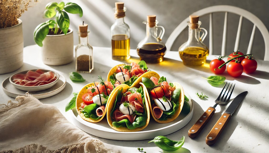 Burrata Tacos mit Parmaschinken