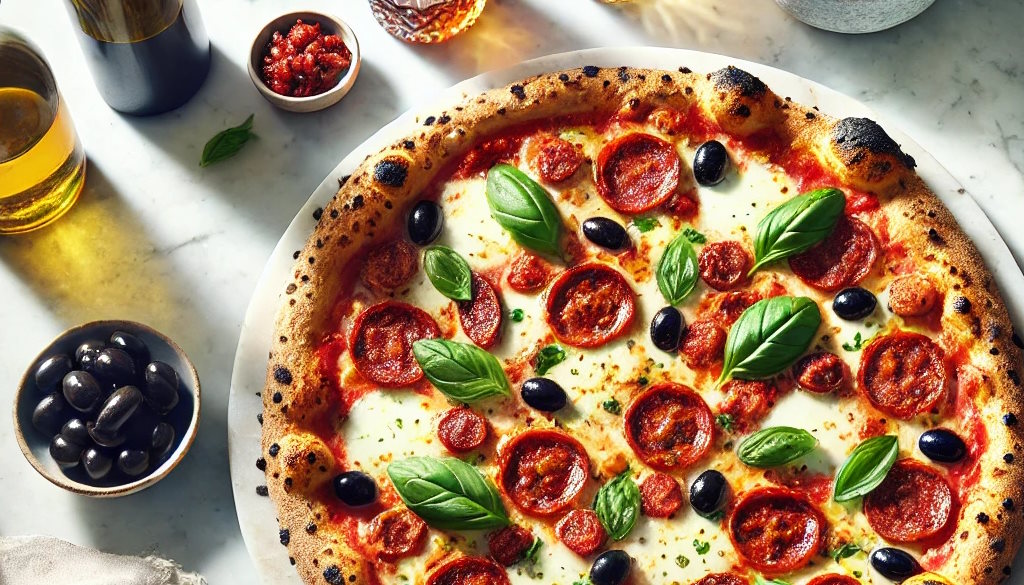 Pizza Calabrese mit Nduja und scharfer Salami