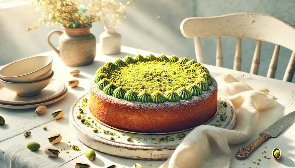 Italienische Pistazienkuchen edel und hochwertig serviert
