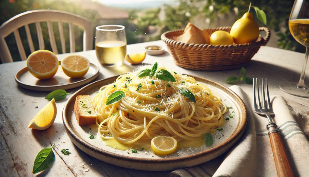 Pasta al Limone Titelbild mit Spaghetti