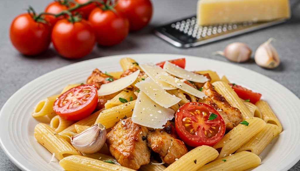 italienische Pasta mit Hähnchen und Parmesan