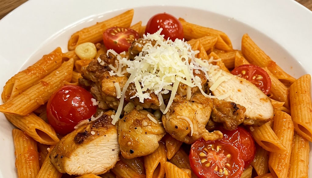 Pasta mit Hähnchen auf itlaienisch