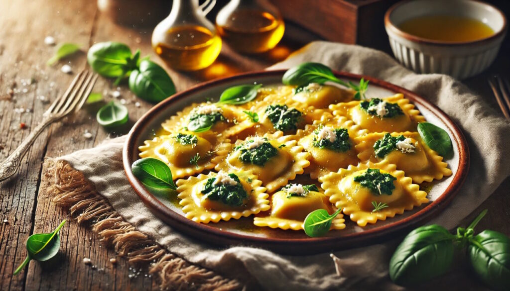 Ravioli mit Ricotta und Spinat Füllung