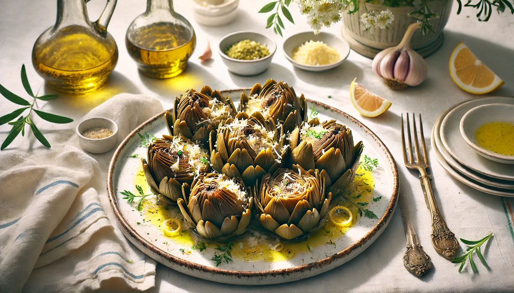 Sizilianische Artischocken mit Olivenöl und Parmesan