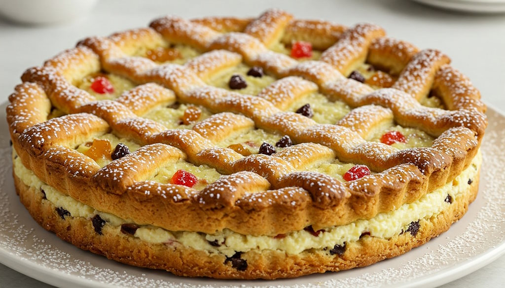 Sizilianischer Ricotta Kuchen Gesamtaufnahme