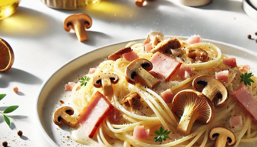 Spaghetti Boscaiola mit gemischten Pilzen