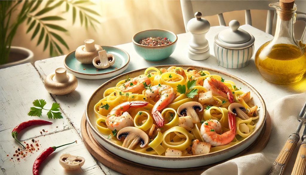 Rustikal Mare e Monti Tagliatelle serviert